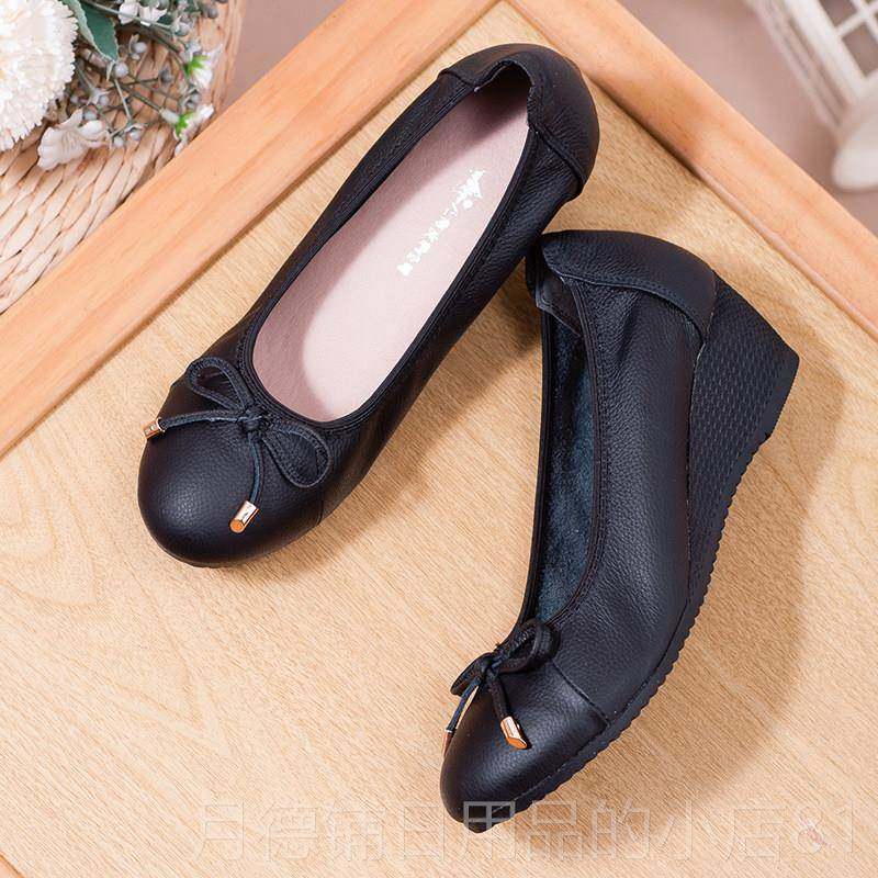 正品蛋卷鞋女鞋妈妈鞋真皮牛筋头底软底圆大码百搭春夏平底季孕妇
