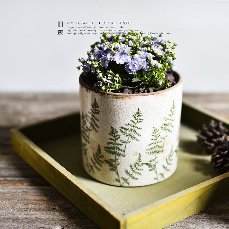 中式古典复古做旧陶瓷花瓶花盆绿植盆花罐青花罐玫瑰花盆冰裂透气,家居饰品,花盆,淘宝优惠券,粉丝福利购,淘宝优惠卷