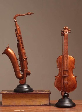 复古小提琴摆件创意家居客厅电视柜酒柜个性摆设室内装饰品道具