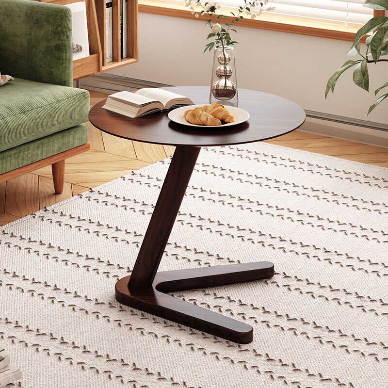 实木茶几北美黑胡桃木小圆桌小户型客厅沙发边几创意休闲边几角几