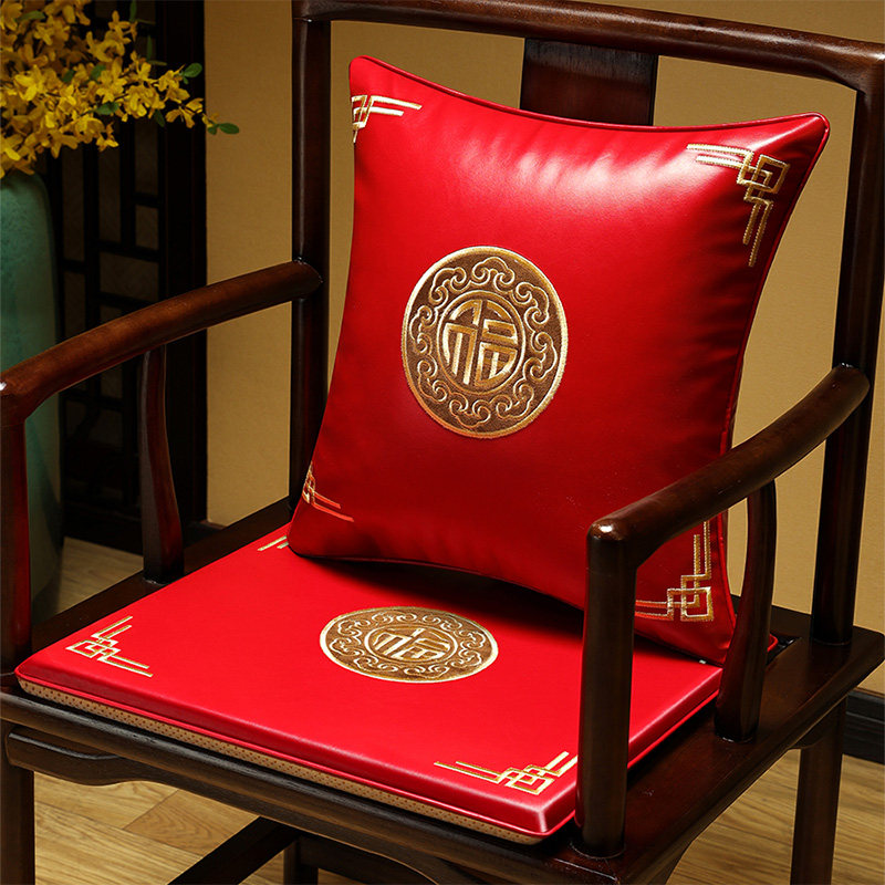 中式椅子皮革坐垫屁垫防滑防水皮质垫子实木餐椅垫座垫凳子垫子