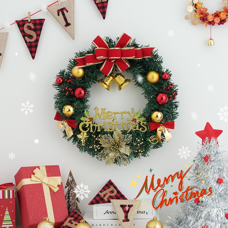 圣诞节装饰品花环门挂花圈场景布置挂饰挂件圣诞树圈吊饰创意门饰