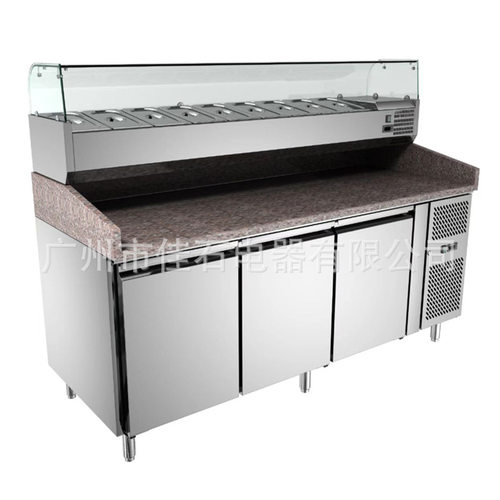 沙拉冷藏柜厂家 Pizza refrigerated working table 披萨操作台