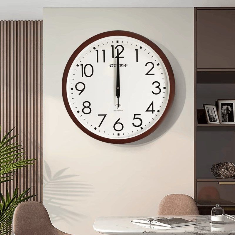 金钟宝自动对时挂钟42厘米大号时钟客厅静音电波挂表现代简约钟表