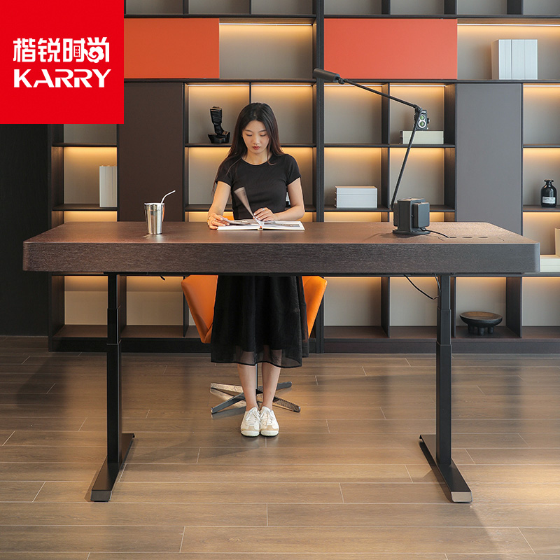 意式电动升降书桌家用客厅人办公桌子简约书房工作台学习桌定制