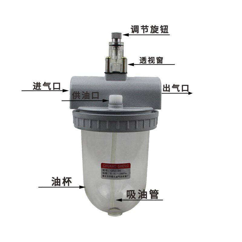 QIU气动油雾器 给油器 大口径供油器QIU-08/10/15/20/25/35/40/50