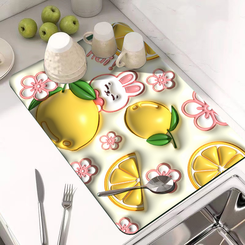 3D立体视觉硅藻泥台面隔热碗垫吸水防滑餐垫家用垫子沥水垫