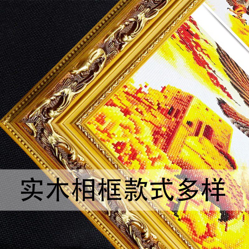 国画画框长方形实木复古边条自装玻璃卡纸高端刺绣装裱外框架定制