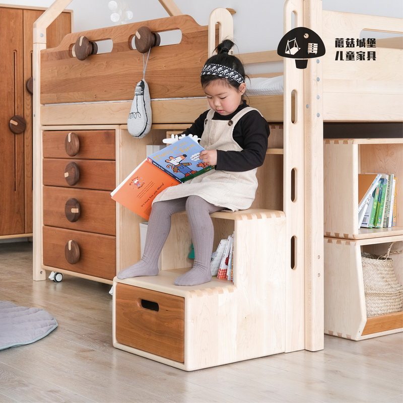 蘑菇城堡 全实木半高床梯凳儿童床头柜床边绘本小柜子枫木家具,住宅家具,床头柜,淘宝优惠券,粉丝福利购,淘宝优惠卷