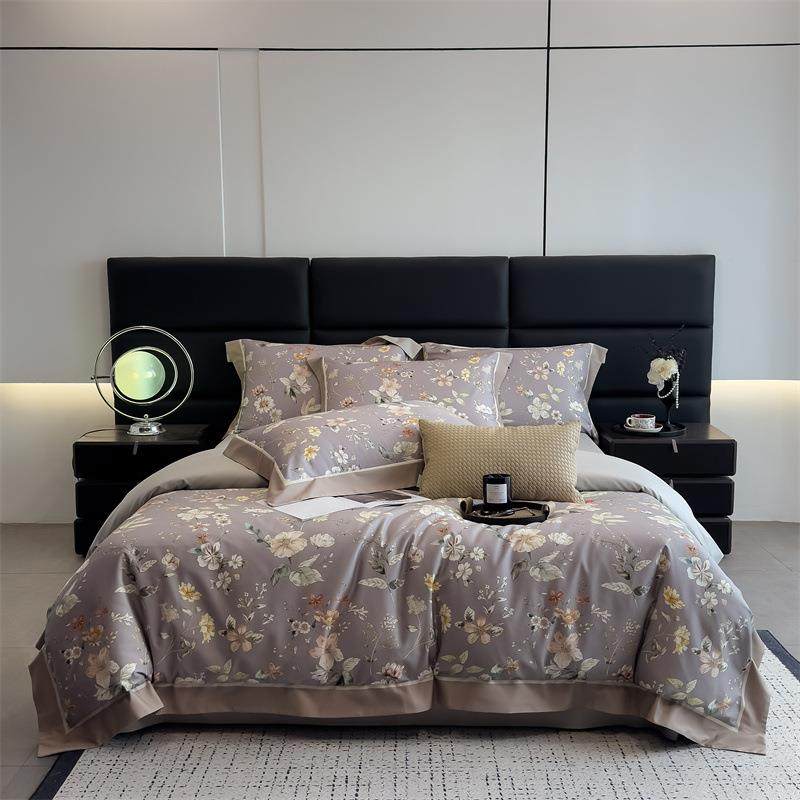 简约轻奢100支全棉贡缎大版数码印花双面床上四件套纯棉南通家纺,电子元器件市场,其它元器件,淘宝优惠券,粉丝福利购,淘宝优惠卷