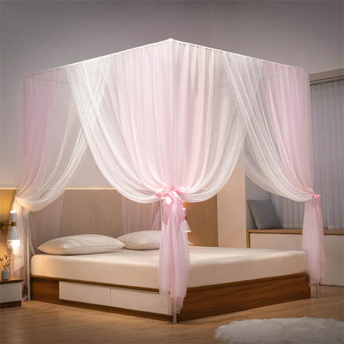 蚊帐双层纱宫廷公主风家用卧室1.5m1.8米床幔加密纹帐落地式支架