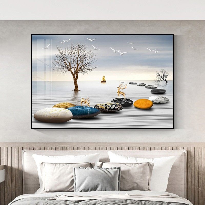时来运转装饰画客厅沙发背景墙挂画横版主卧卧室床头墙头壁画单幅