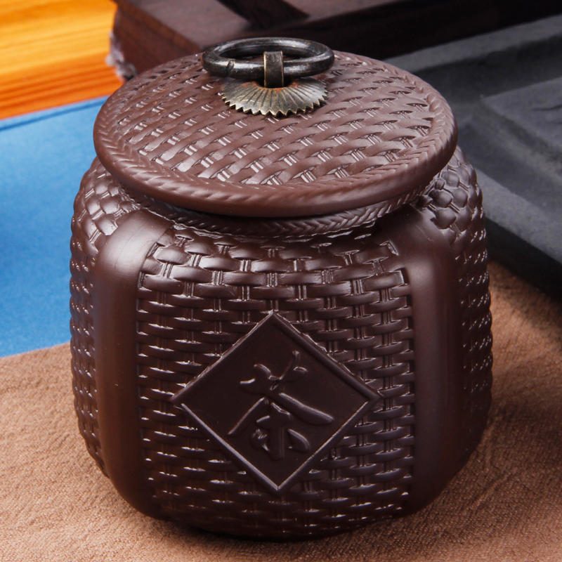 茶叶罐紫砂大号密封陶瓷普洱红绿白花散存储罐空罐醒存茶罐散茶