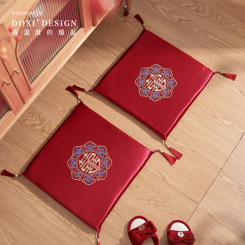 敬茶跪垫结婚改口一对加厚婚礼喜字福垫新娘坐福喜垫红色敬酒垫子