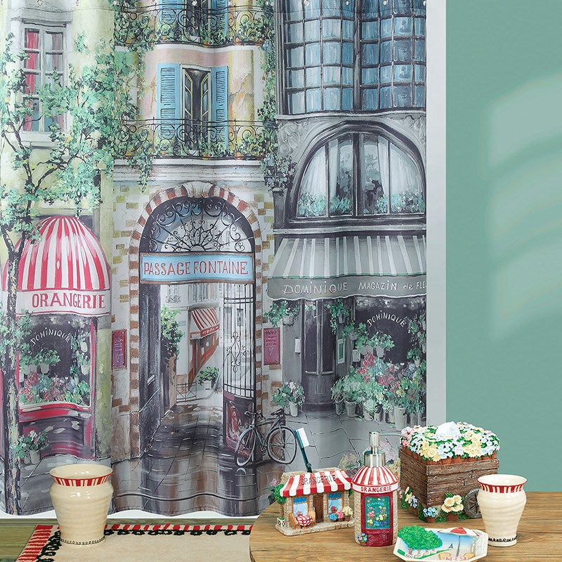 欧式浴帘复古创意浪漫加厚防水防霉隔断帘免打孔卫生间防水窗帘