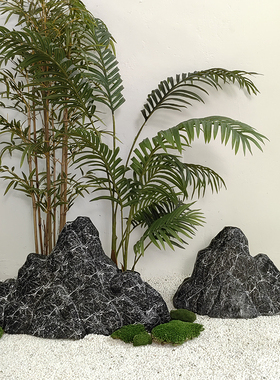 仿真假山石头组合摆件庭院造景布置中式室内玄关景观装饰雕塑软装