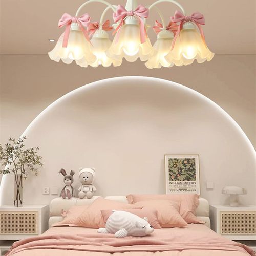 法式新款客厅卧室餐厅儿童房女孩甜美蝴蝶结吸顶吊灯衣帽间护眼灯