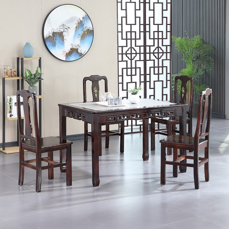 八仙桌饭店正方形实木中式明清仿古方桌四方餐桌家用面馆桌椅组合