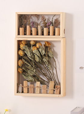 居慢生活实木干花相框成品摆台手工大号玫瑰花立体桌面摆件装饰