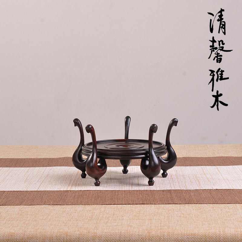 红木紫光檀鎏金葫芦花盆复古盆景玉石茶壶花瓶兰花道铜器摆件底座