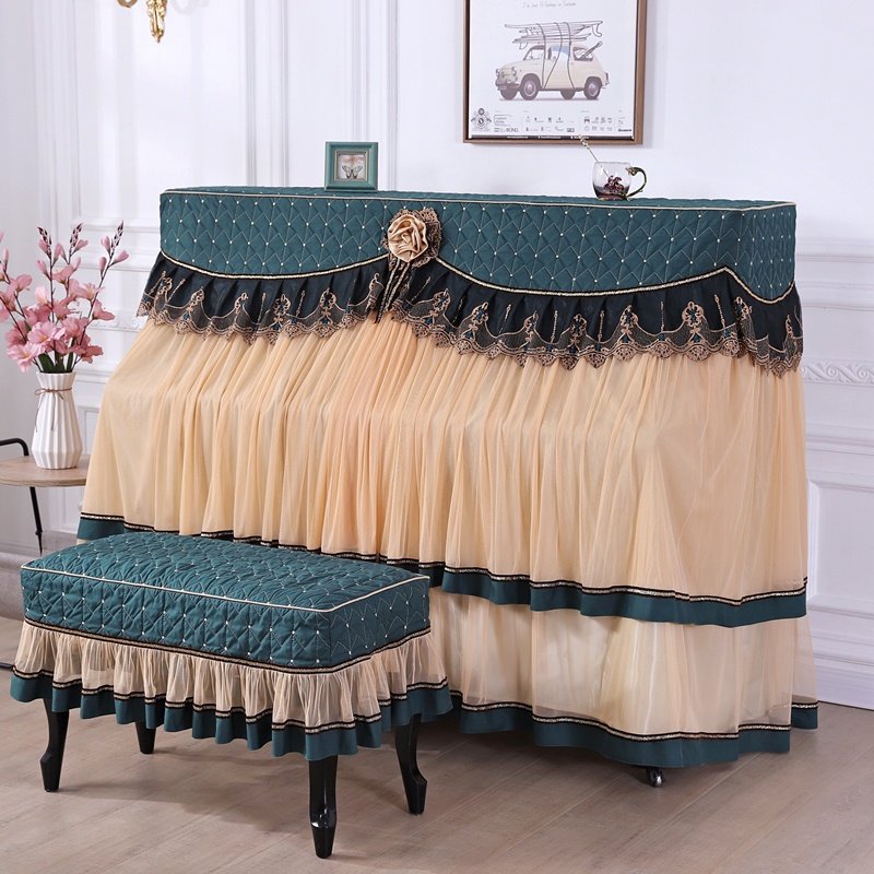 全包钢琴罩全罩加厚布艺棉质钢琴套欧式田园琴披定做蕾丝琴凳半罩