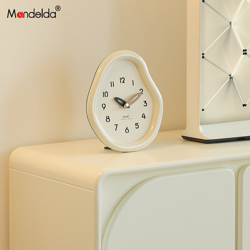 Mandelda奶油风客厅玄关入户座钟装饰品高级感电视柜时钟桌面摆件,家居饰品,装饰摆件,淘宝优惠券,粉丝福利购,淘宝优惠卷