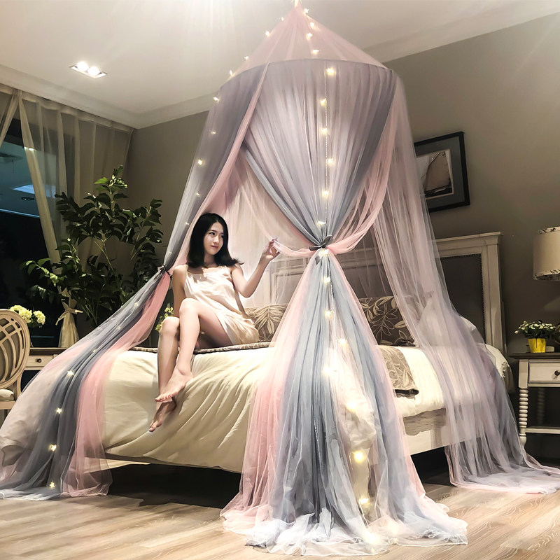 新款吊顶圆顶公主蚊帐风1.8m2米床落地1.5家用免安装圆形纹账床幔,床上用品,蚊帐,淘宝优惠券,粉丝福利购,淘宝优惠卷