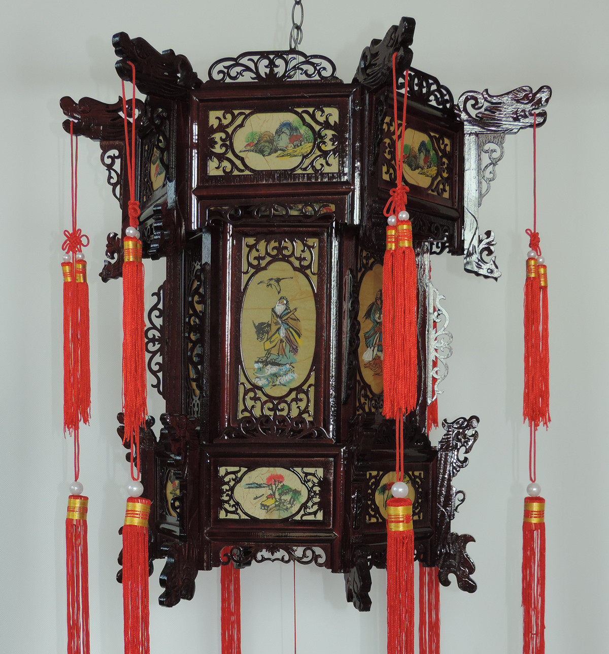 山水画八仙木质宫灯茶楼仿古灯饰木雕大红灯笼木质工艺中式宫灯,节庆用品/礼品,灯笼,淘宝优惠券,粉丝福利购,淘宝优惠卷