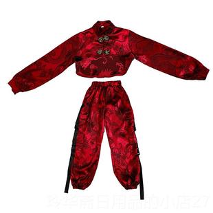 高档风国风女演出服祺袍燕尾男士套国装爵士舞团服中装年会舞蹈服