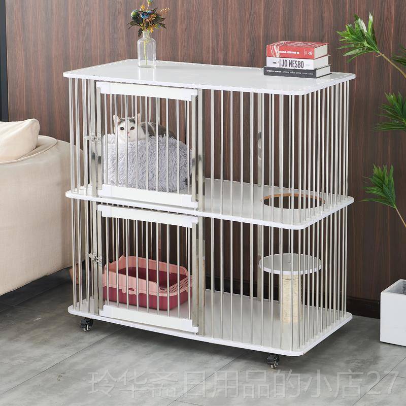 高档猫笼子猫别猫墅猫间屋柜木质不锈钢家用室内豪华双层空猫舍猫
