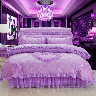 高档欧式公主风厚加磨毛四件套 蕾南制丝床罩四通季通用