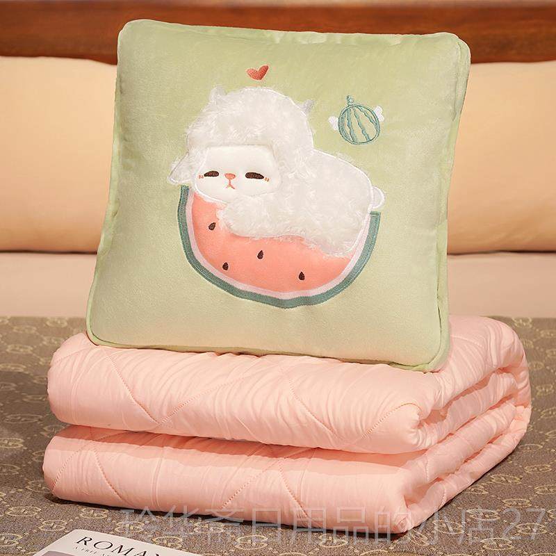 高档冬季抱枕被子两厚加加绒办公用室午毯睡枕头子二合一车载折叠