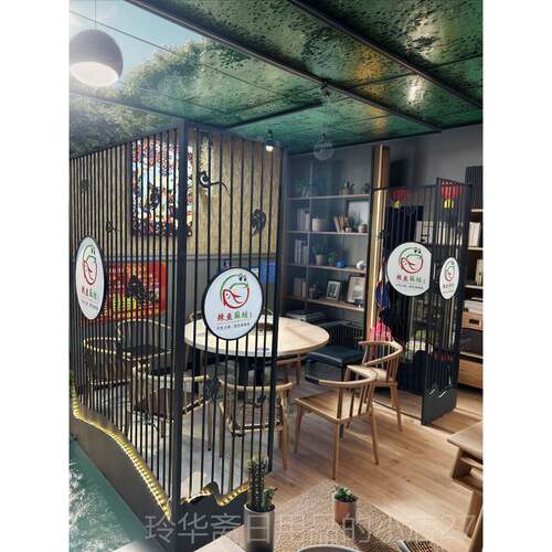 高档屏风甲隔断办公室铁隔断新中式风格火锅店烧烤店酒私人房店间