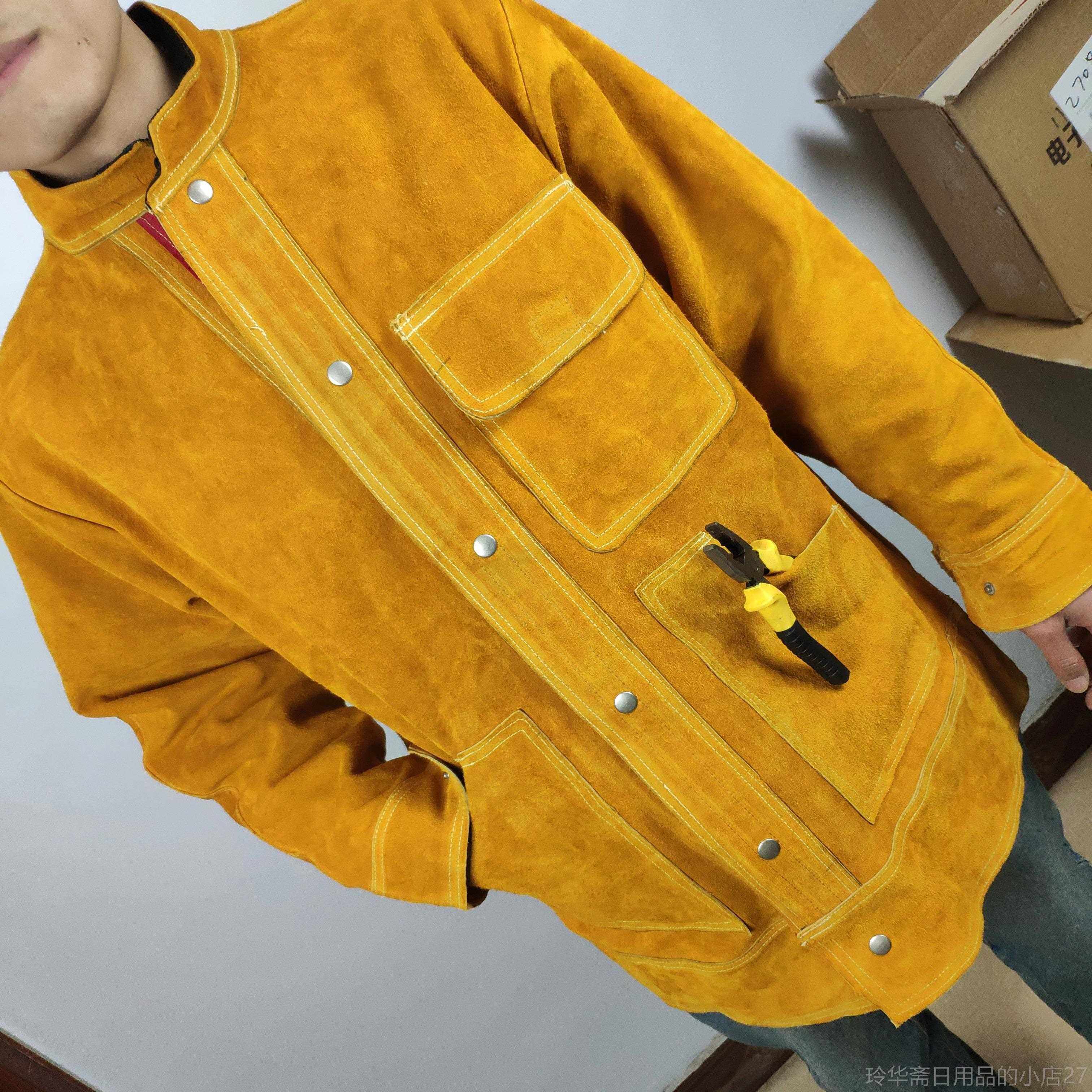 高档牛皮电焊工作衣服防阻燃磨耐隔火热防辐射敖包护防用品