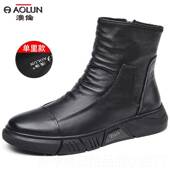 保暖加绒马丁靴英高伦风潮软真皮男男休闲鞋 高档澳伦皮靴冬季 帮鞋