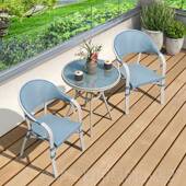 高档叶阳台茶桌椅组休闲藤编套合沙发防水竹藤茶几椅子紫三件户外