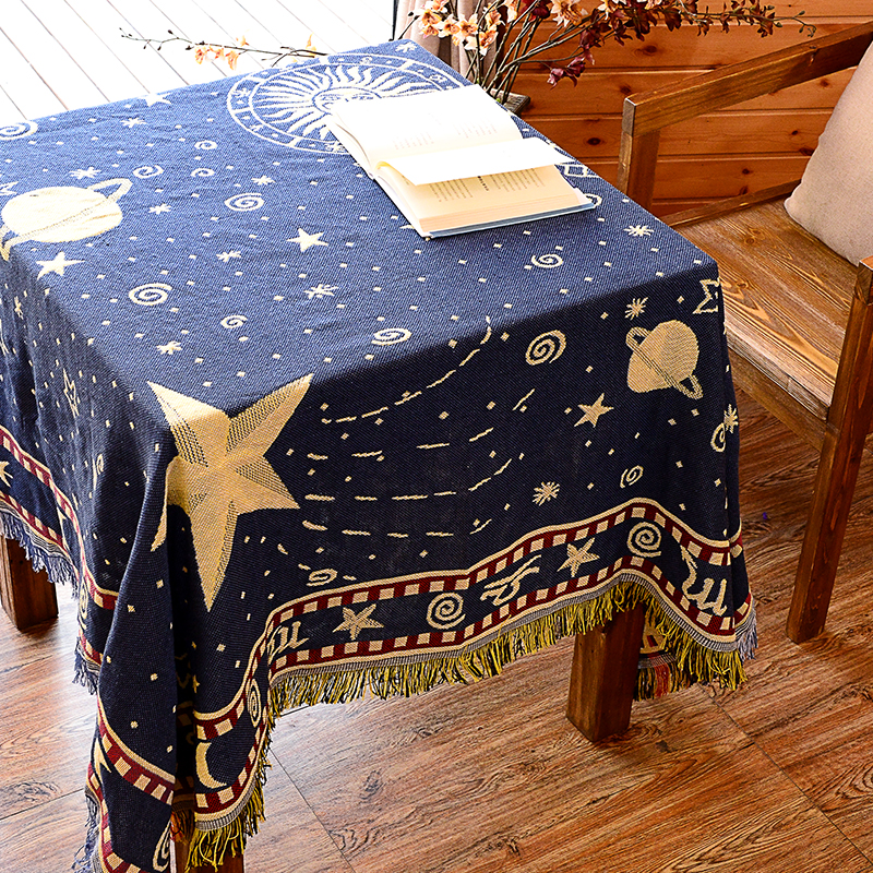 星空复古沙发毯单人三人沙发全盖布巾民宿咖啡馆装饰毯防滑罩笠