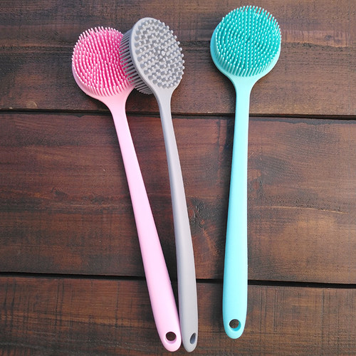 硅胶洗澡刷长柄搓澡刷耐用双面可用搓背按摩沐浴刷