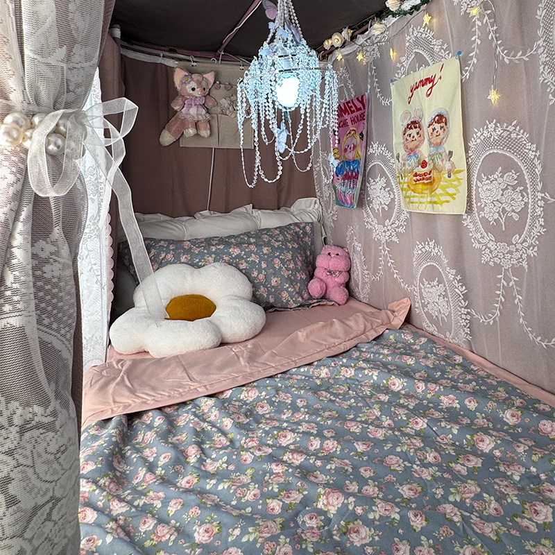 FAFAROOM玫瑰庄园寝室A类双层纱夏季薄款学生床单宿舍夏被三件套