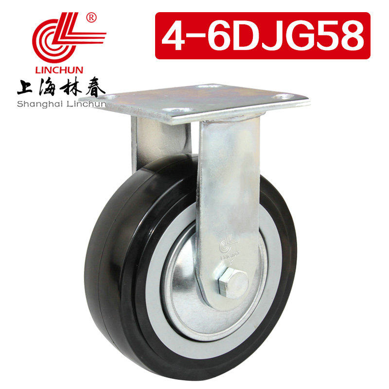林春4系6寸重型高强度PU定向轮承载350公斤重载工业脚轮4-6DJG58