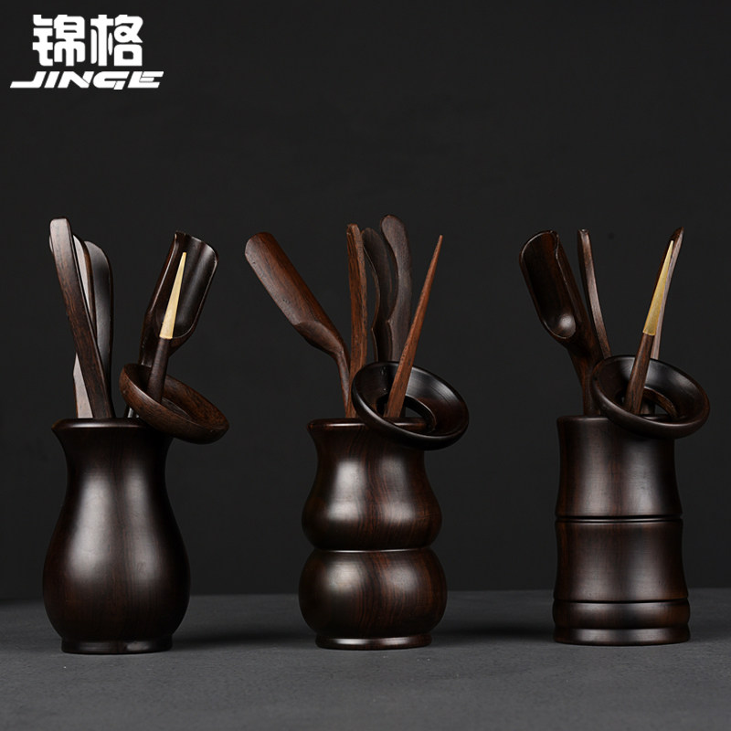锦格黑檀木六君子套装实木功夫茶具茶艺组合茶盘摆件茶道配件零配