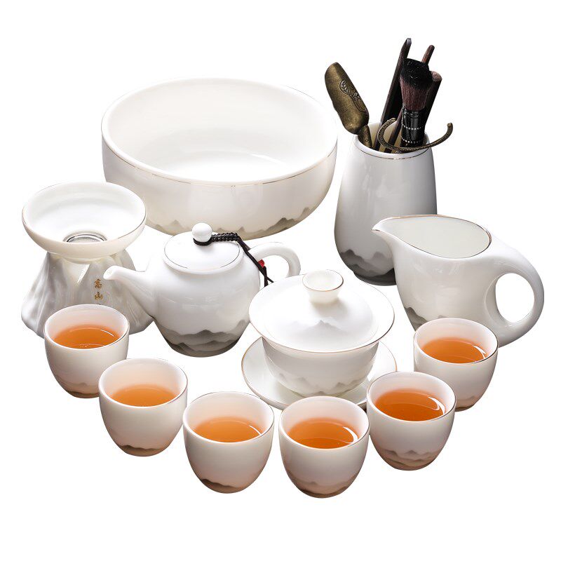 茶具套装茶杯2024新款功夫茶壶盖碗白瓷用品大全高级羊脂玉瓷陶泡