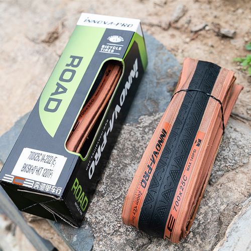 伊诺华INNOVA笑脸公路车外胎黄边折叠复古700*23c 25c 防刺滑