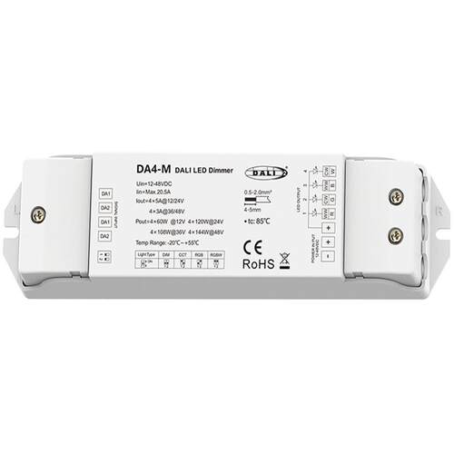 DC12-48V DALI-单地址4路调光器 普通灯具转DALI信号576W DA4-M