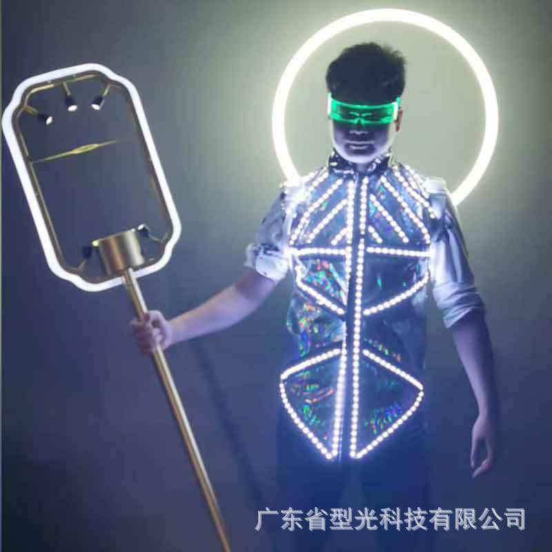 LED发光天使光圈白光光环酒吧发光马甲爆闪服装出酒权杖眼镜道具