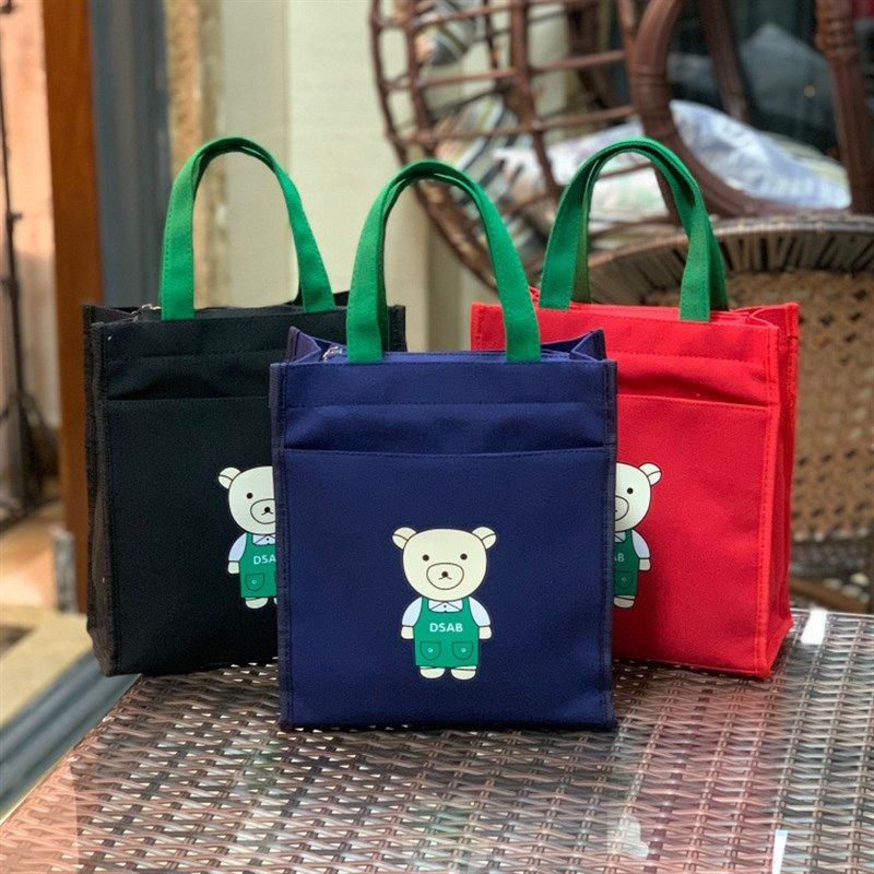 新款帆布内置水杯位男孩女孩便当包补课包手提饭盒袋补习袋妈妈包,收纳整理,饭盒袋,淘宝优惠券,粉丝福利购,淘宝优惠卷