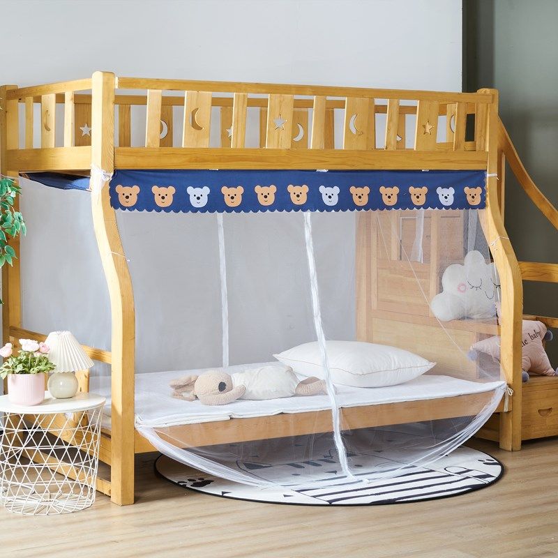子母床带书架双开门蚊帐儿童实木高低床绑带文帐拉链卡通可爱防尘,床上用品,蚊帐,淘宝优惠券,粉丝福利购,淘宝优惠卷
