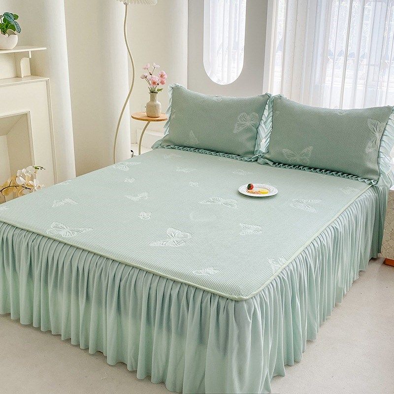 夏天凉感冰豆豆床笠式床裙三件套可机洗冰丝空调席花边软席床罩套,床上用品,冰丝席,淘宝优惠券,粉丝福利购,淘宝优惠卷