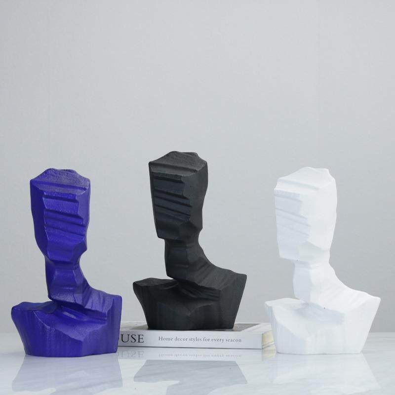 现代简约树脂抽象半身人物摆件书房客厅样板间米兰时尚软装饰品