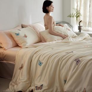 A类60支兰精天丝长绒棉刺绣四件套丝滑裸睡轻奢床单被套凉感床品